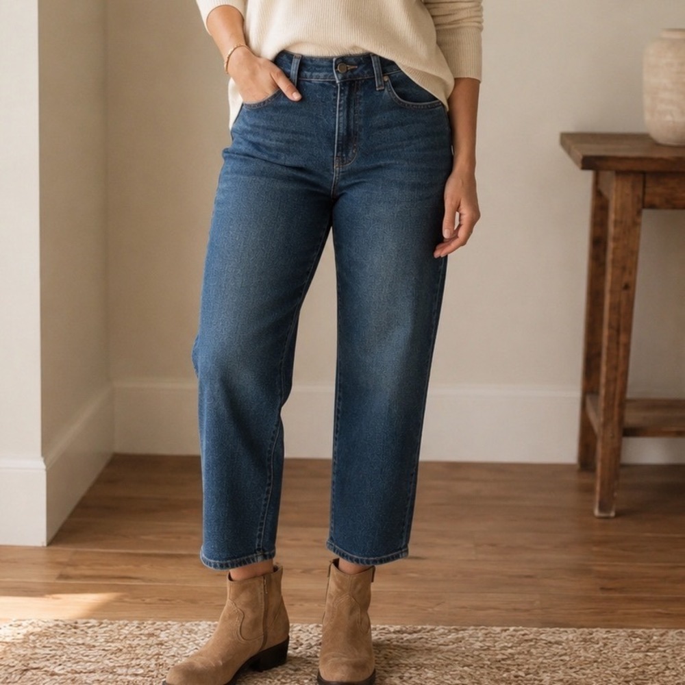 Chico's Define‎ Me Denim Straight Leg Ankle Jeans Size 14R Blue Wash